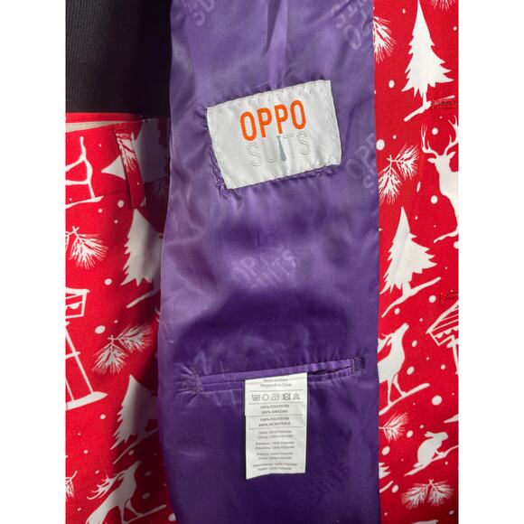 Ugly Christmas suit, OPPOSUITS  Red with Christmas themed silhouettes - Picture 8 of 8